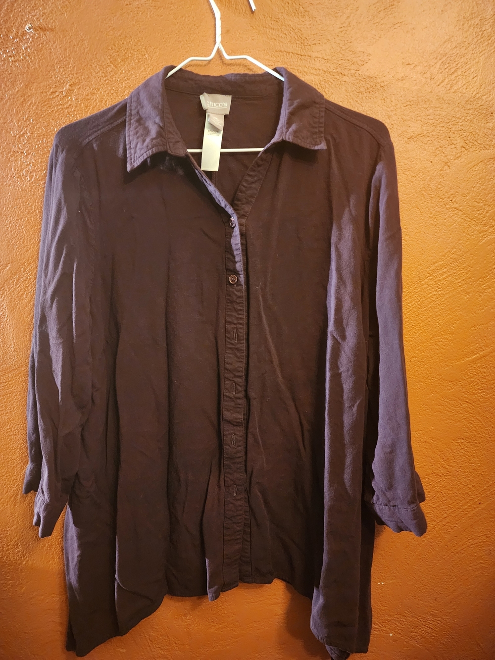 Chico's Women's Button-Down Shirt in Deep Purple
